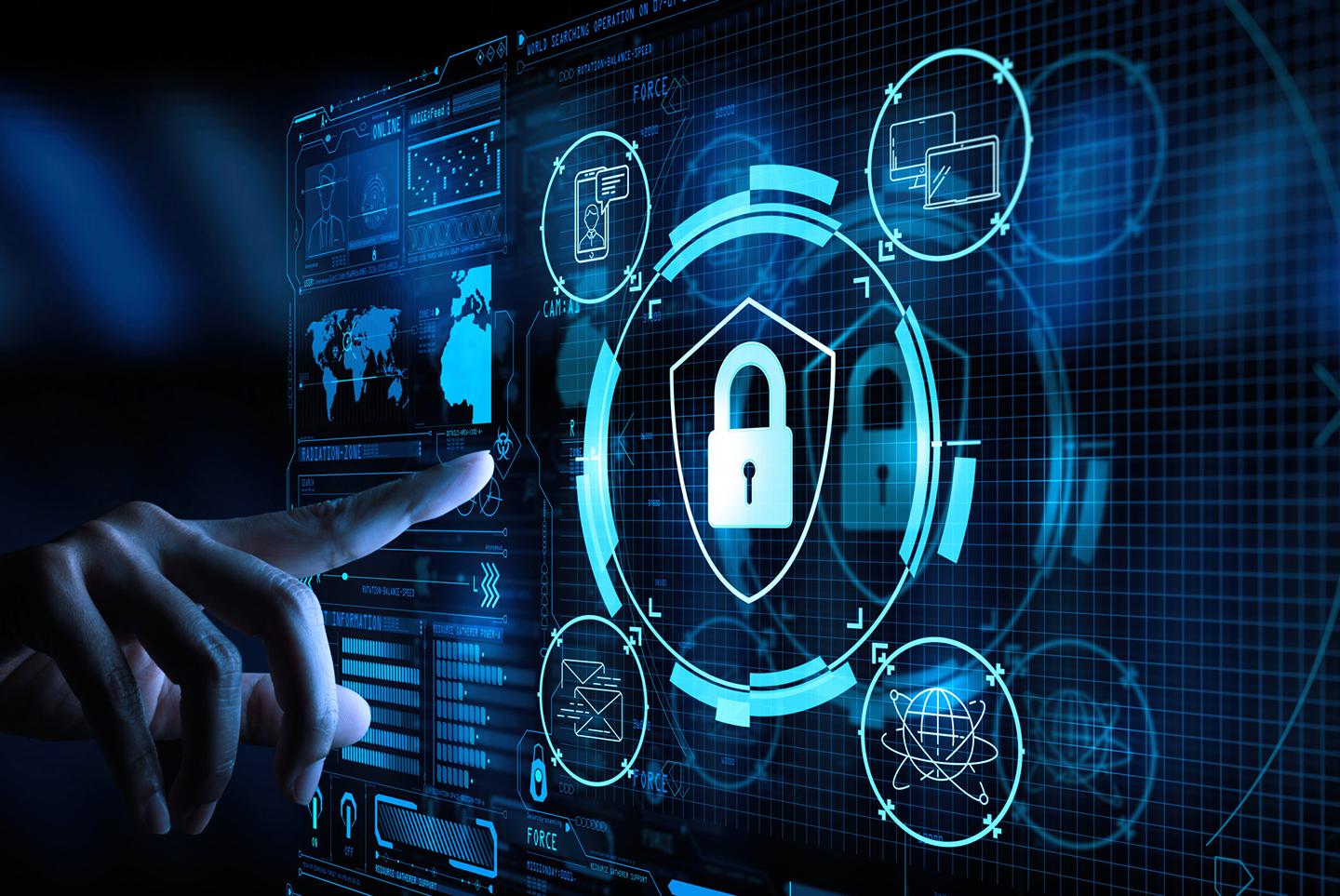 Hình ảnh mã hóa dữ liệu với biểu tượng khóa và các đường kết nối an toàn, thể hiện bảo mật của Saowin